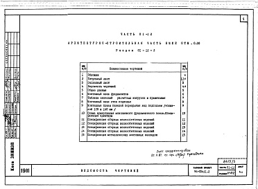 Состав фльбома. Типовой проект 96-034/1.2Альбом 7 Часть 01-12 Архитектурно-строительныее чертежи ниже отм.0.000  Часть 02-12 Отопление и вентиляция ниже отм.0.000. Часть 03-12 Водоснабжение и канализация ниже от м.0.000 