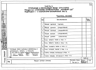 Состав фльбома. Типовой проект 96-037/2Альбом 2 Часть 1 Архитектурно-строительные чертежи выше отм.0.000. Часть 2 Отопление и вентиляция выше отм.0.000 Раздел 2-1 Отопление чугунными радиаторами М-140-АО Раздел 2-3 Отопление конвекторами &quot;Комфорт&quot; Часть 3 Водоснабжение и канализация 