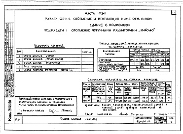 Состав фльбома. Типовой проект 96-056.83Альбом 3 Часть 01-11 Архитектурно-строительные чертежи ниже отм.0.000. Часть 02-11 Отопление и вентиляция ниже отм.0.000. Часть 03-11 Водоснабжение и канализация ниже отм.0.000