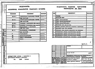 Состав фльбома. Типовой проект 96-075.85Альбом 01 Архитектурно-строительные и сантехнические чертежи ниже отметки 0.000