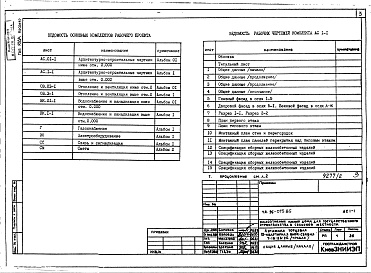 Состав фльбома. Типовой проект 96-075.85Альбом 1 Архитектурно-строительные, сантехнические и электротехнические чертежи выше отметки 0.000
