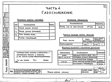 Состав фльбома. Типовой проект 114-96-58.84Альбом 2 Часть 1 Архитектурно-строительные чертежи выше отм.0.000. Часть 2 Отопление и вентиляция выше отм.0.000. Часть 3 Водоснабжение и канализация выше отм.0.000. Часть 4 Газоснабжение. Часть 5 Электрооборудование. Часть 6 Связь и сигнализация. Часть 7