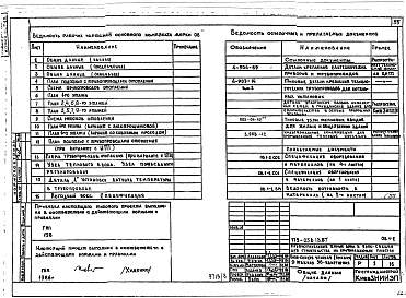 Состав фльбома. Типовой проект 179-05в.13.87Альбом 3 АС Архитектурно-строительные решения выше отм. 0.000. ОВ Отопление и вентиляция. ВК Водопровод и канализация. ГСВ Газоснабжение