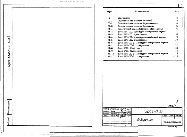 Состав фльбома. Серия 3.820.2-59 ОголовкиВыпуск 1 Конструкции железобетонные. Рабочие чертежи