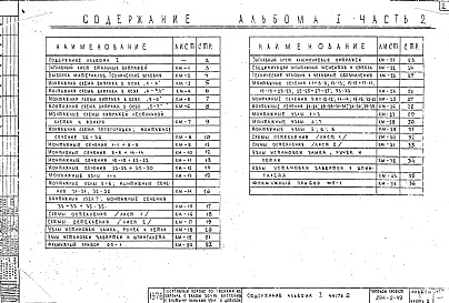 Состав фльбома. Типовой проект 294-2-49Альбом 1 Часть 2 Архитектурно-строительные чертежи металлоконструкций.