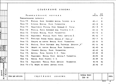 Состав фльбома. Типовой проект 320-9Альбом 1 Архитектурно-строительные чертежи.
