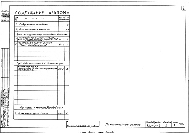 Состав фльбома. Типовой проект 420-04-9Альбом 1 Рабочие чертежи