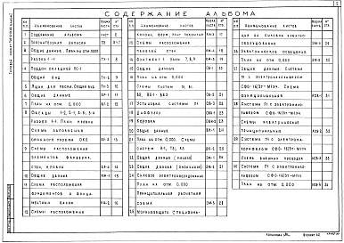 Состав фльбома. Типовой проект 705-2-51.84Альбом 1 Общая часть. Технология производства. Архитектурные решения. Конструкции железобетонные. Отопление и вентиляция. Внутренние водопровод и канализация. Силовое электрооборудование. Автоматизация отопления и вентиляции