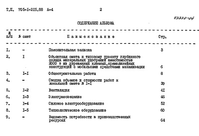 Состав фльбома. Типовой проект 705-1-215.88Альбом 4 Сметы