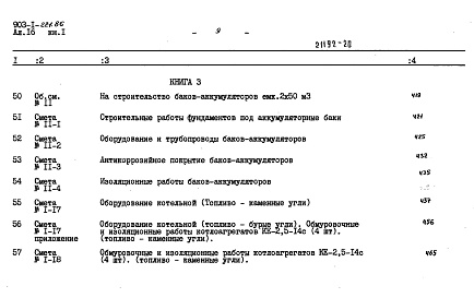 Состав фльбома. Типовой проект 903-1-221.86Альбом 16 Книга 1 Сметы