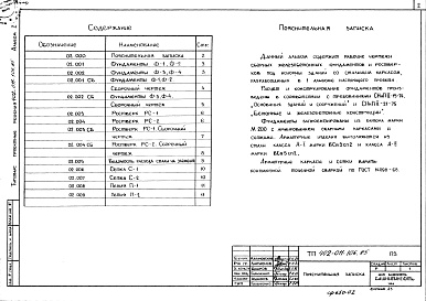 Состав фльбома. Типовой проект 402-011-106.85Альбом 2 Конструкции заводского изготовления.