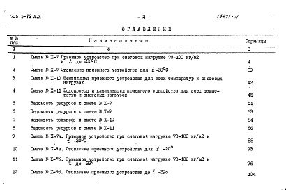 Состав фльбома. Типовой проект 705-1-72Альбом 10 Сметы на архитектурно -строительную и санитарно-техническую части приемного устройства