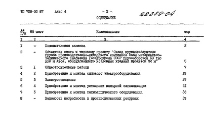 Состав фльбома. Типовой проект 708-30.87Альбом 4 Сметы