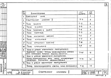 Состав фльбома. Типовой проект 226-1-279Альбом 2 Узлы и детали