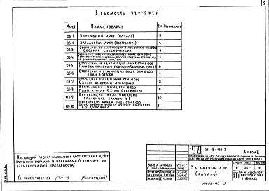 Состав фльбома. Типовой проект 281-8-135-2Альбом 2 Отопление и вентиляция. Водопровод и канализация. Водостоки