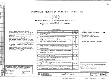 Состав фльбома. Типовой проект 284-5-30Альбом 7 Технологическая часть.Раздел 7.1 Интерьеры жилых и общественных помещений.Раздел 7.2 Пищеблок ресторана и буфета.