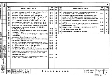 Состав фльбома. Типовой проект 272-32-46Альбом 1 Архитектурно-строительные,технологические чертежи.