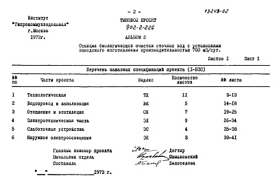 Состав фльбома. Типовой проект 902-2-226Альбом 2 Заказные спецификации 