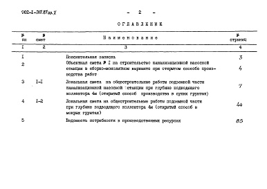 Состав фльбома. Типовой проект 902-1-107.87Альбом 10 Сметы. Подземная часть.    