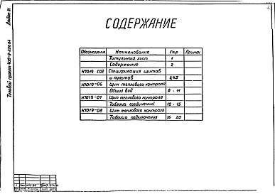 Состав фльбома. Типовой проект 406-9-280.84Альбом 3. Тепловой контроль и автоматизация. Чертежи-здания заводу-изготовителю.