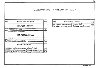 Состав фльбома. Типовой проект 406-9-338.88Альбом 3 Задания заводу-изготовителю. Часть 1 - Щиты автоматизации