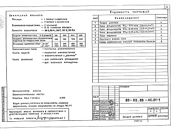 Состав фльбома. Типовой проект 85-09.86АС.01-1 Архитектурно-строительные решения ниже отметки 0.000. Ленточные фундаменты 