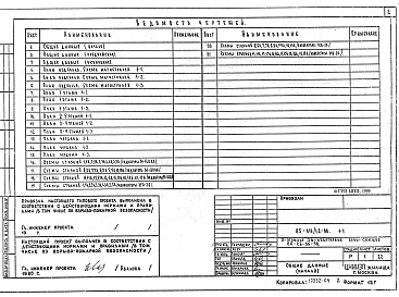 Состав фльбома. Типовой проект 85-016/1.2 Альбом 5 Отопление и вентиляция ниже и выше отметки 0.000 на расчетные температуры -25С, -30С, -35С и -40С. Фасад 1 ОВ.1-1