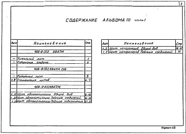 Состав фльбома. Типовой проект 406-9-332.88Альбом 3 Задания заводу-изготовителю. Часть 1 - Щиты автоматизации