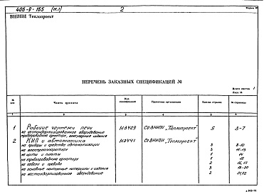 Состав фльбома. Типовой проект 406-9-165 Альбом 4 Заказные спецификации