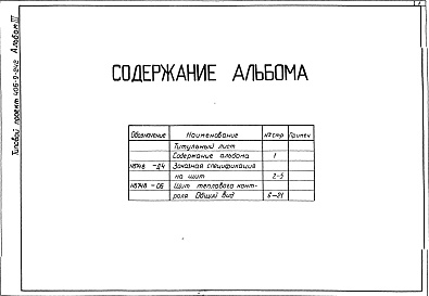 Состав фльбома. Типовой проект 406-9-242Альбом 3 Тепловой контроль и автоматика. Чертежи задания заводу-изготовителю