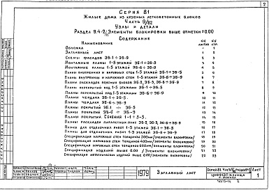 Состав фльбома. Типовой проект 81-06/1.2Альбом 13 Узлы и детали. Элементы блокировки выше отм. 0.000. Часть 9/82, раздел 9.4-2/82 