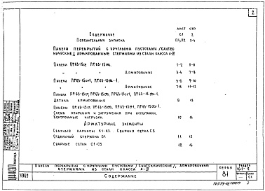 Состав фльбома. Типовой проект 81-06/1.2Альбом 15 Изделия заводского изготовления. Железобетонные изделия. Часть 10, раздел 10.1-1,2,4,6 