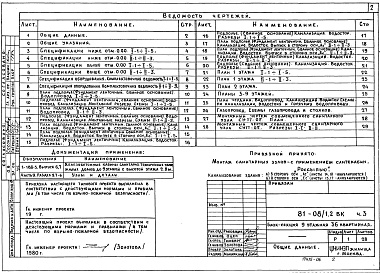 Состав фльбома. Типовой проект 81-08/1.2Альбом 6 Водопровод, канализация, газопровод. Часть 3