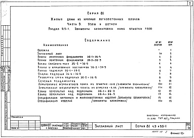 Состав фльбома. Типовой проект 81-08/1.2Альбом 12 Узлы и детали. Элементы блокировки ниже отм. 0.000. Часть 9, раздел 9.5-1