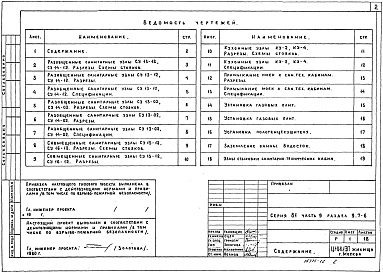 Состав фльбома. Типовой проект 81-08/1.2Альбом 14 Узлы и детали. Санитарно-технические узлы и детали. Часть 9, раздел 9.7-6