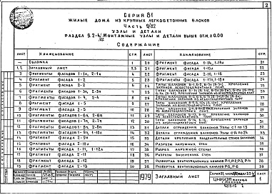 Состав фльбома. Типовой проект 81-09/1.2Альбом 11 Узлы и детали. Монтажные узлы и детали выше отм. 0.000. Часть 9, раздел 9.2-5, 9.2-4/82 