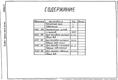 Состав фльбома. Типовой проект 406-9-303.86Альбом 3 Тепловой контроль и автоматика. Чертежи-задания заводу-изготовителю