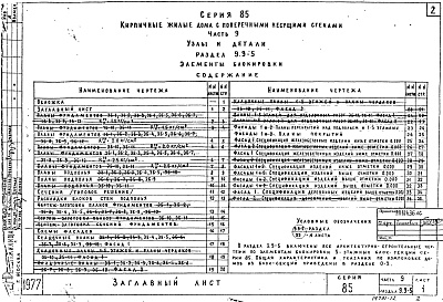 Состав фльбома. Типовой проект 85-04/1Альбом 14 Узлы и детали. Элементы блокировки. Часть 9, раздел 9.9-5