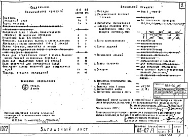 Состав фльбома. Типовой проект 85-07/1Альбом 4 Архитектурно-строительные решения выше отметки 0.000. Здание с лоджиями. Фасад 1. Часть 1, раздел 1-1 