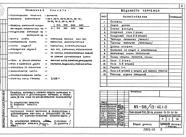 Состав фльбома. Типовой проект 85-016/1.2 Альбом 4 Архитектурно-строительные решения выше отметки 0.000. Фасад 2 АС.1-2