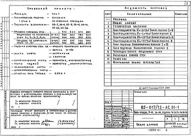 Состав фльбома. Типовой проект 85-017/1.2 Альбом 1 Архитектурно-строительные решения ниже отемтки 0.000. Ленточные фундаменты АС.01-1