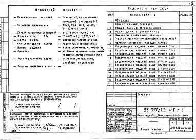 Состав фльбома. Типовой проект 85-017/1.2Альбом 9 Материалы для компоновки домов из блок-секций МП.1-1