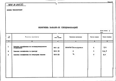 Состав фльбома. Типовой проект 406-9-215Альбом 2 Заказные спецификации