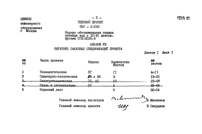 Состав фльбома. Типовой проект 902-2-243Альбом 7 Заказные спецификации