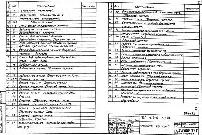 Состав фльбома. Типовой проект 413-01-30.84Альбом 2 Металлоконструкции и заказные спецификации (для выпусков 1,2,3)