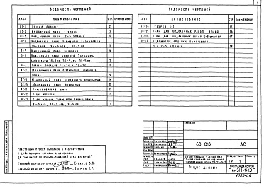 Состав фльбома. Типовой проект 68-013Альбом 6 Р1.1-1 Архитектурно-строительная часть выше отм. 0.000