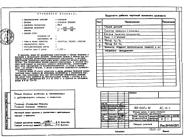 Состав фльбома. Типовой проект 68-022м.86Альбом 1 АС.0-1 Общие архитектурно-строительные решения