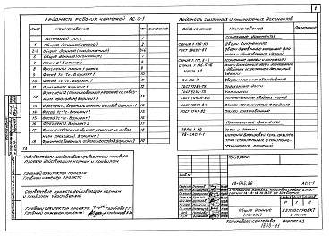 Состав фльбома. Типовой проект 88-045.86Альбом 1 Архитектурно-строительные чертежи ниже отметки 0.000 (АС.0-1)