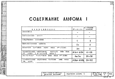 Состав фльбома. Типовой проект 2С-06-11/69Альбом 1 Строительно-монтажные чертежи