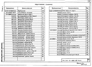 Состав фльбома. Типовой проект 261-12-285.87Альбом 2 Изделия заводского изготовления. Чертежи инженерного оборудования 